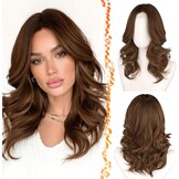 Synthetische Pruik Bruin Ombre Golvend 40cm - 58% Korting
