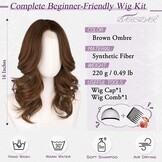 Pruik Golvend Bruin Ombre 40cm met Pony - 58% Korting!