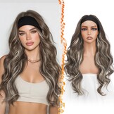 BARSDAR Body Wave Headband Pruik 66 cm - Asbruin met Blonde Highlights