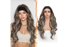 Hoofdband Pruik Body Wave Asbruin/Blond 66cm - 33% Korting