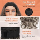 BARSDAR Body Wave Headband Pruik 66 cm - Asbruin met Blonde Highlights