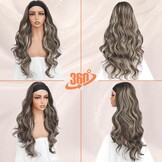 BARSDAR Body Wave Headband Pruik 66 cm - Asbruin met Blonde Highlights