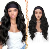 BARSDAR Body Wave Headband Pruik 66 cm - Asbruin met Blonde Highlights
