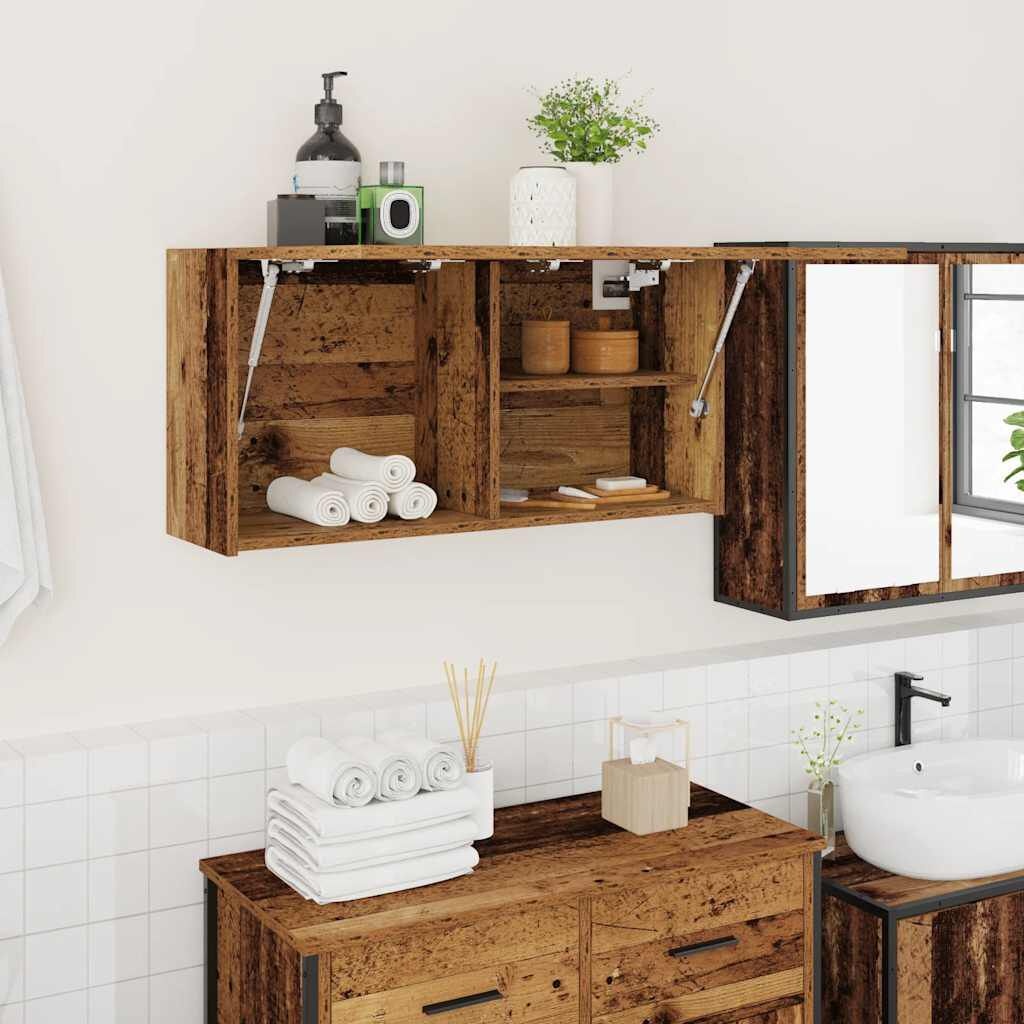 vidaXL Badkamerwandkast 80x25x40 cm bewerkt hout oud houtkleurig