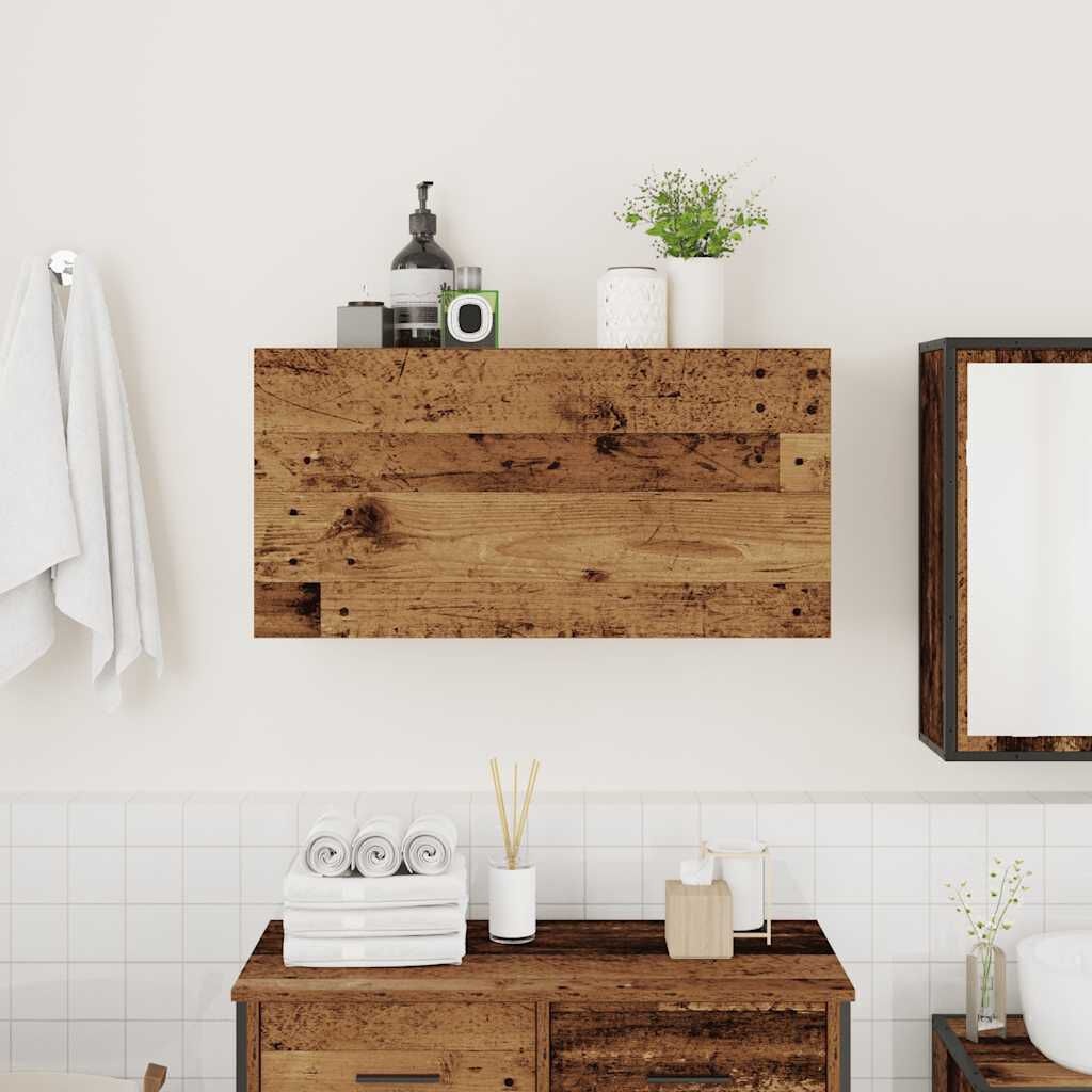 vidaXL Badkamerwandkast 80x25x40 cm bewerkt hout oud houtkleurig