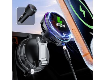 Qi2.2 25W Gecertificeerde MagSafe Telefoonhouder voor Auto, 360 ° rotatie autotelefoonhouder, Uitgerust met TEC-koeling en ventilator, Compatibel met iPhone 17 Pro Max/16/15