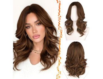 Bruine Ombre Golvende Pruik 40 cm - Natuurlijke Look met Korting