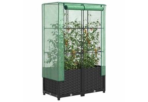 Verhoogde Plantenbak met Kas 80x40x138 cm Rattanlook - 41% Korting