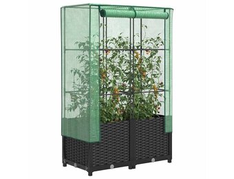 Verhoogde plantenbak met kas 80x40x138 cm - Rattanlook, 34% Korting