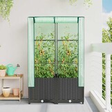 Verhoogde plantenbak met kas 80x40x138 cm - Rattanlook, 34% Korting