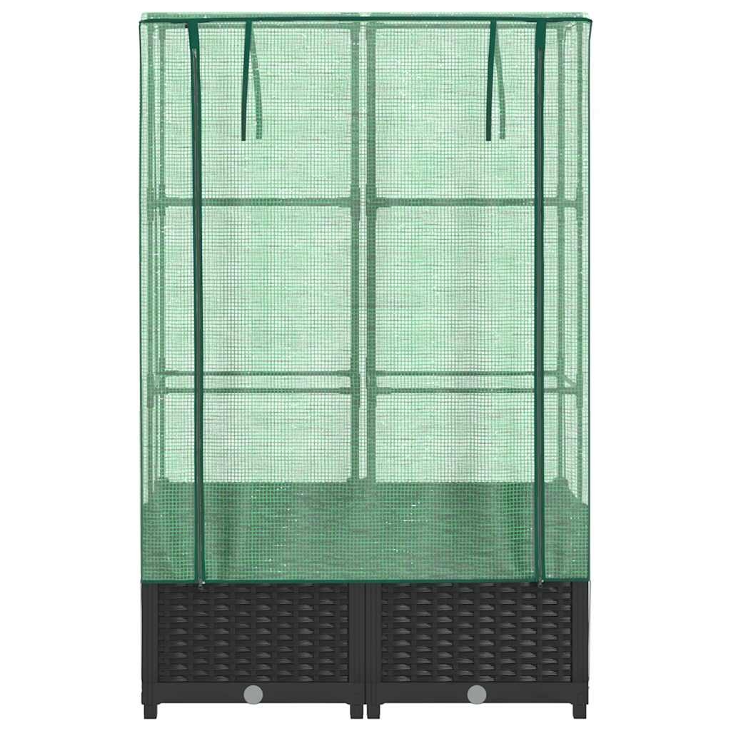 Verhoogde plantenbak met kas 80x40x138 cm - Rattanlook, 34% Korting