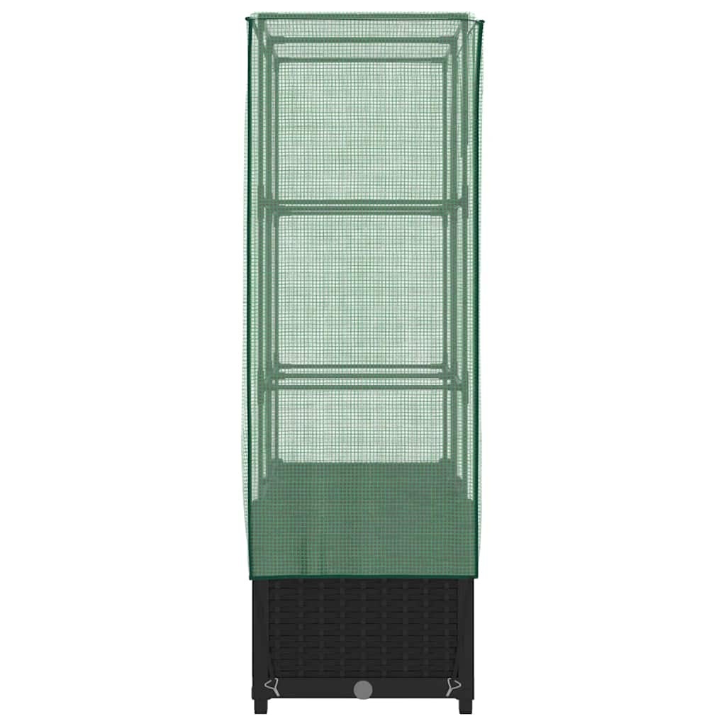 Verhoogde plantenbak met kas 80x40x138 cm - Rattanlook, 34% Korting