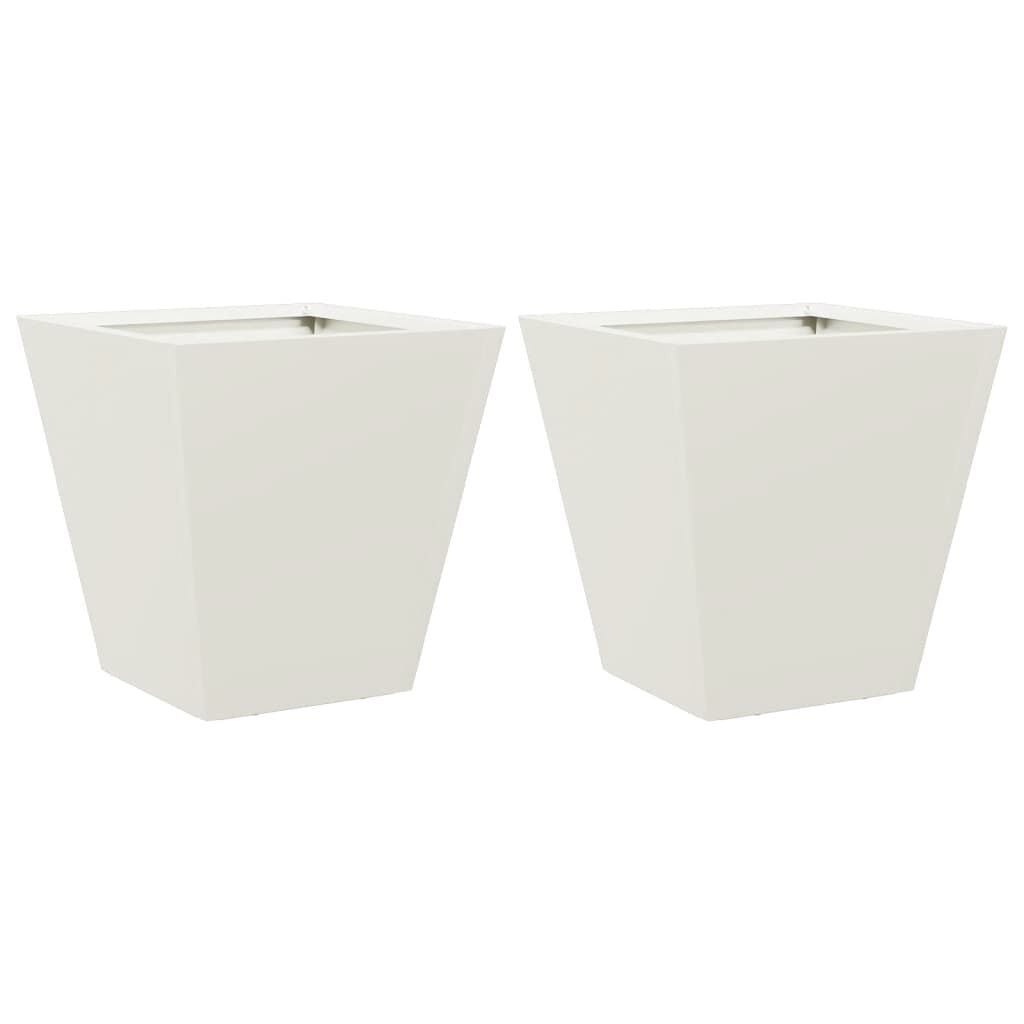 vidaXL Plantenbakken Staal Wit 30x30x30 cm (2 st.) - 59% Korting