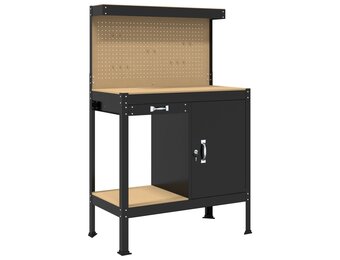 VidaXL Werkbank met Lade Zwart - 81 x 41 x 145 cm Bewerkt Hout - 35% Korting