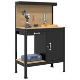 VidaXL Werkbank met Lade Zwart - 81 x 41 x 145 cm Bewerkt Hout - 35% Korting