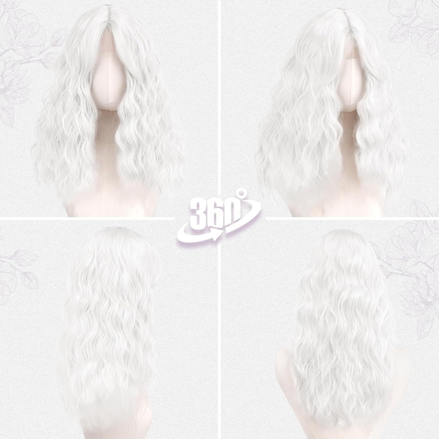 Witte Golvende Synthetische Pruik Dames 50cm - 59% Korting!