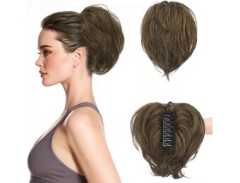 Paardenstaart Extension 20cm - 100% Echt Haar - Brown Mix - 33% Korting