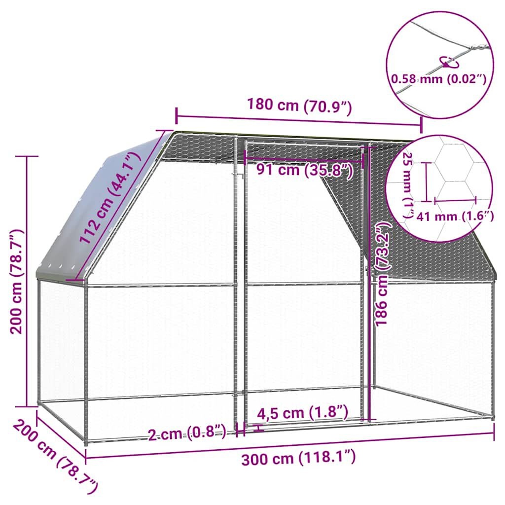 Ruime Kippenkooi 3x2x2m - Gegalvaniseerd Staal met 35% Korting
