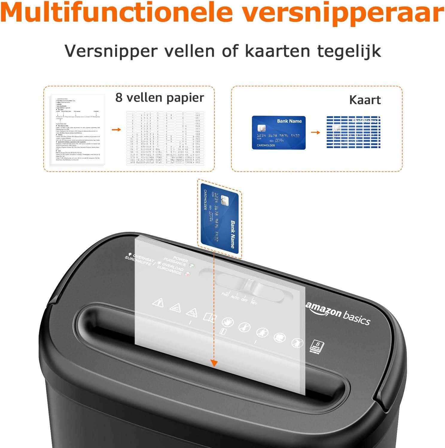 Cross-cut papierversnipperaar - 8 vellen, 16,8L (33% korting)