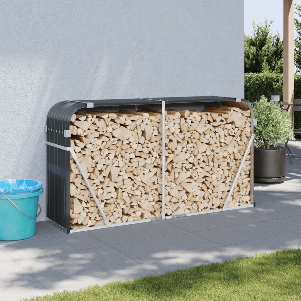 Haardhoutopslag 180x45x100 cm Gegalvaniseerd Staal Antraciet - 34% Korting!