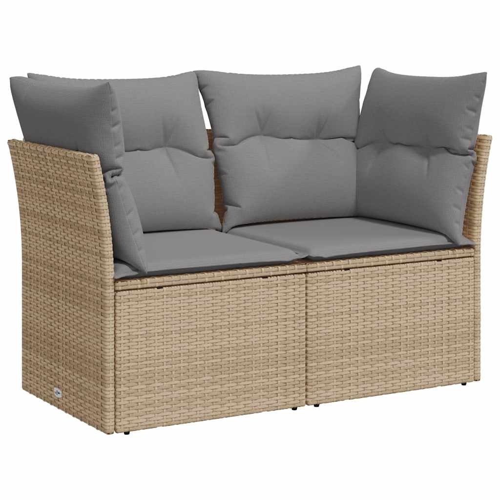 vidaXL Tuinbank 2-zits Poly Rattan Beige met Kussens - 34% Korting