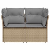 vidaXL Tuinbank 2-zits Poly Rattan Beige met Kussens - 34% Korting