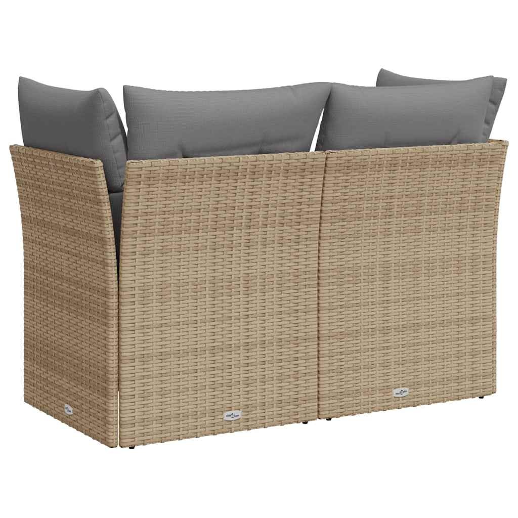 vidaXL Tuinbank 2-zits Poly Rattan Beige met Kussens - 34% Korting
