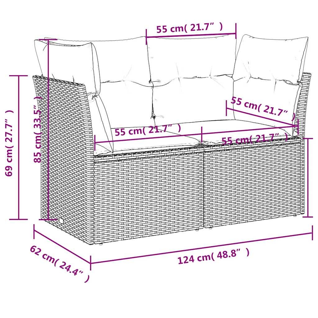 vidaXL Tuinbank 2-zits Poly Rattan Beige met Kussens - 34% Korting