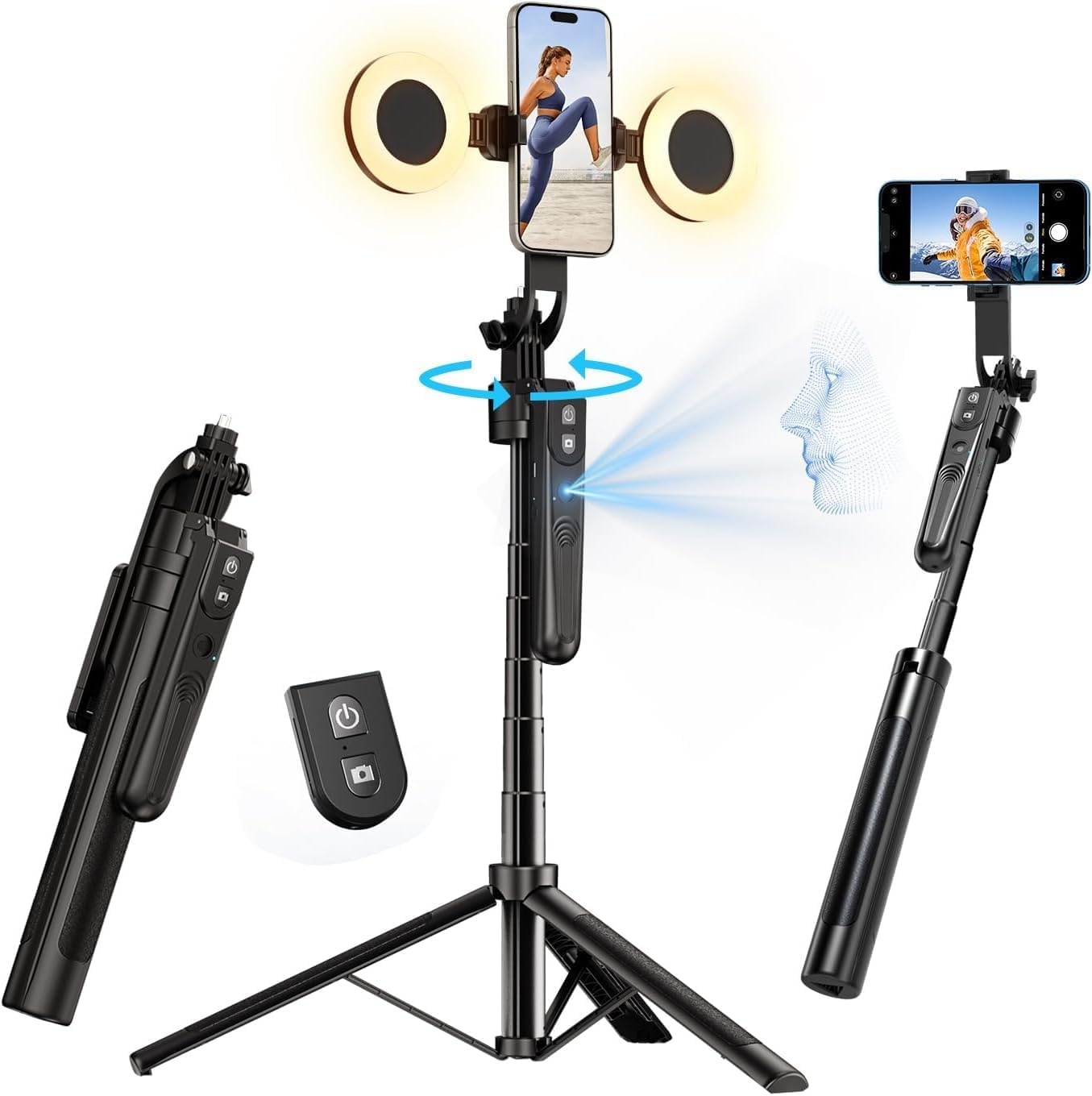 Selfiestick Statief iPhone met Gezichtsherkenning - 57% Korting!