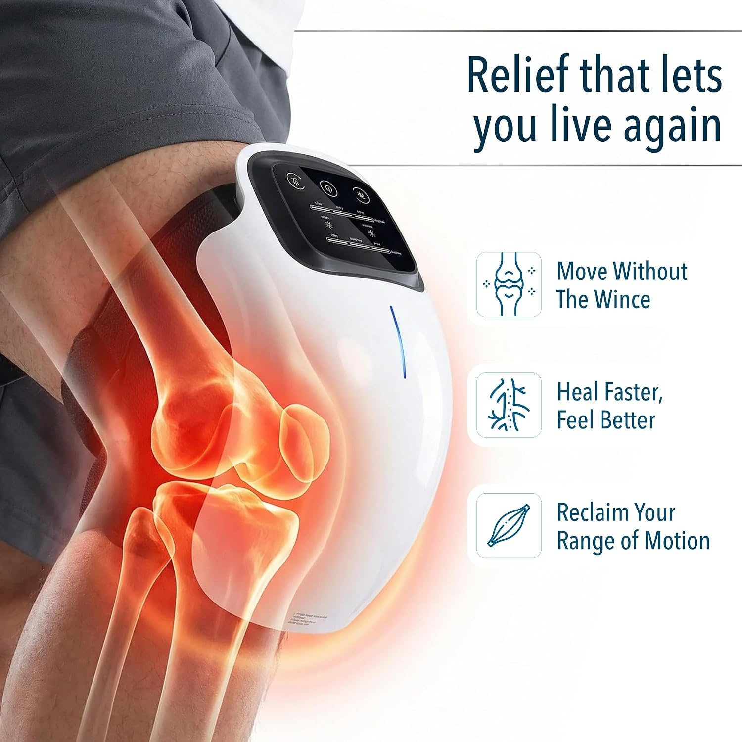 Kniemassageapparaat met Warmte & Roodlicht | 60% Korting