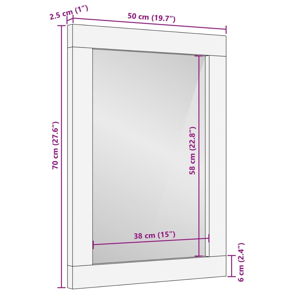 Badkamerspiegel 50x70 cm Massief Mangohout - 34% Korting