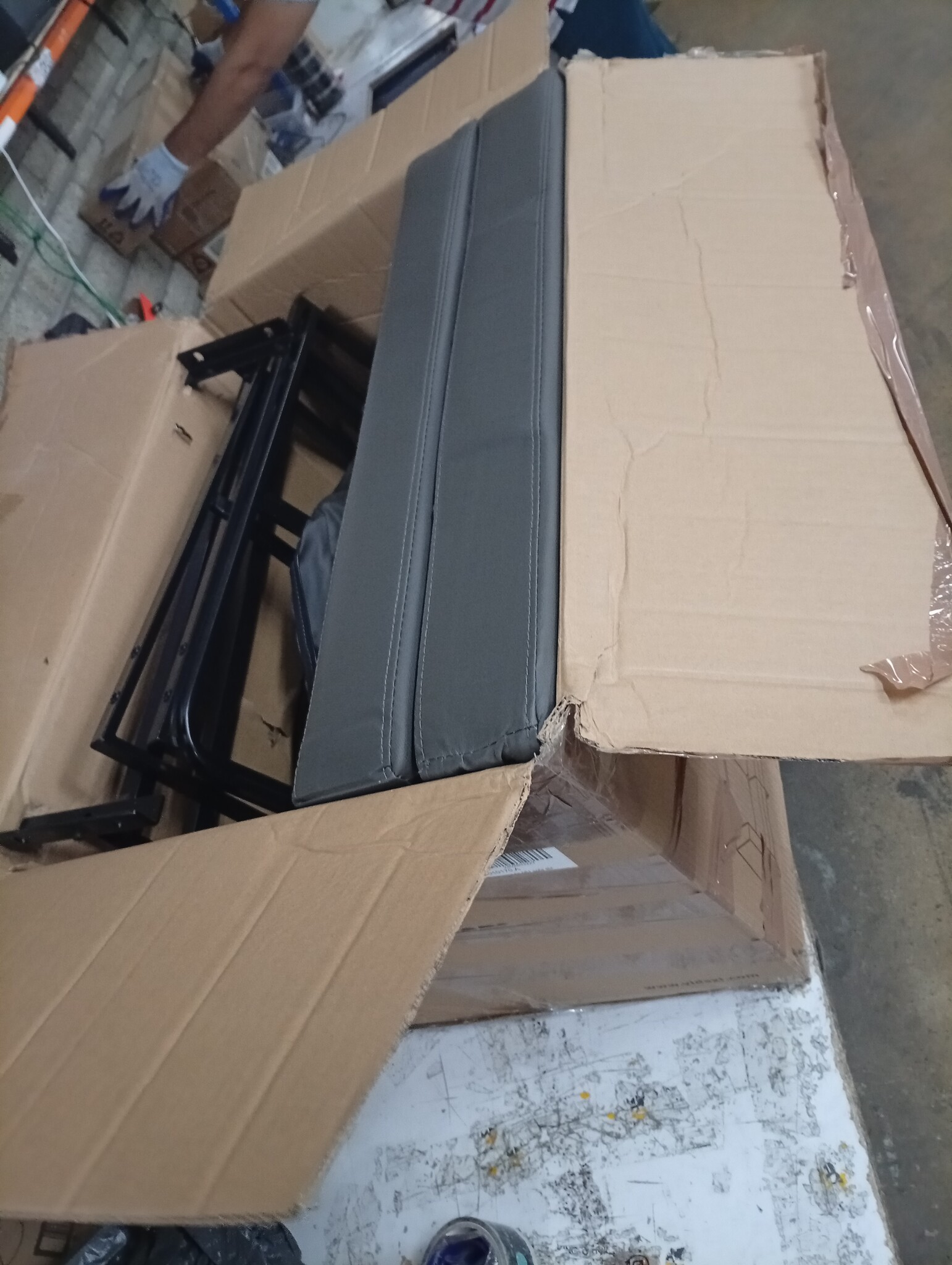 vidaXL Driezitsbank 180 cm kunstleer grijs