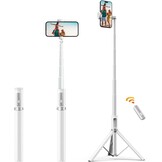 ATUMTEK Selfie Stick 157 cm - Uitschuifbaar Statief met Bluetooth Afstandsbediening - Wit