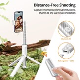 ATUMTEK Selfie Stick 157 cm - Uitschuifbaar Statief met Bluetooth Afstandsbediening - Wit