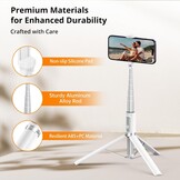 ATUMTEK Selfie Stick 157 cm - Uitschuifbaar Statief met Bluetooth Afstandsbediening - Wit