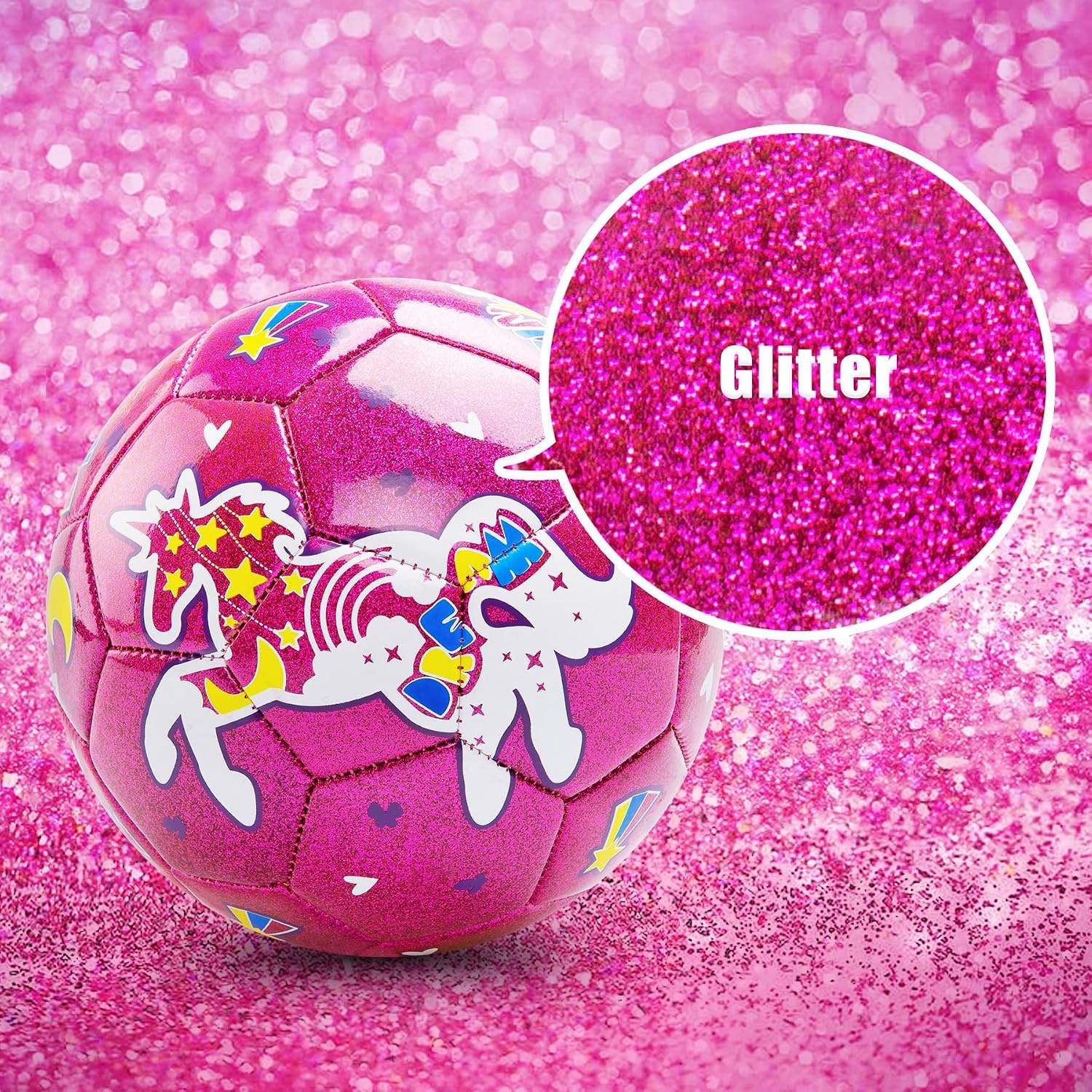 Voetbal Unicorn Roze Maat 3 voor kinderen 3-8 jaar, van duurzaam PVC, inclusief pomp & net, voor binnen & buiten