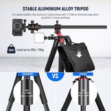 Driepootstatief voor camera's 67-200cm aluminium 15kg met kogelgewricht Arca-type QR-plaat en horizontale middenkolom