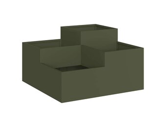 vidaXL Tuin Bloempot Olijfgroen 100 x 100 x 48 cm Staal