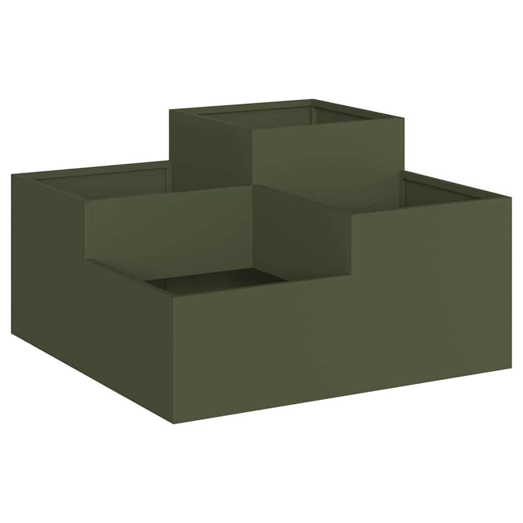 vidaXL Tuin Bloempot Olijfgroen 100 x 100 x 48 cm Staal