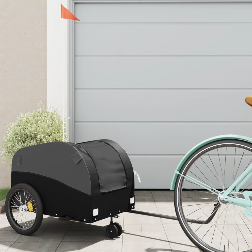 vidaXL Fietstrailer 30 kg ijzer zwart