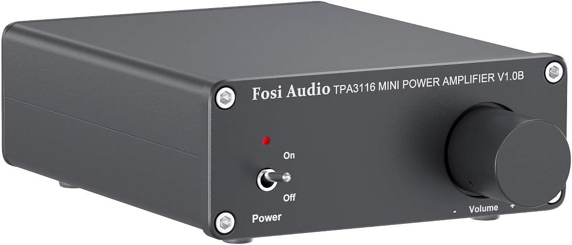 Fosi Audio V1.0G 2 Channel Amplifier Stereo Audio Amp Mini Hi-Fi Class D Integrated TPA3116 Amp for Home Speakers 50W x 2 with 19V 4.74A Power Supply