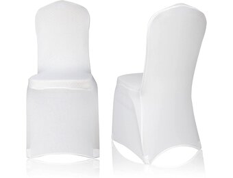 EMART Witte Stoelhoezen - Set van 50 stuks - Stretch Polyester Spandex