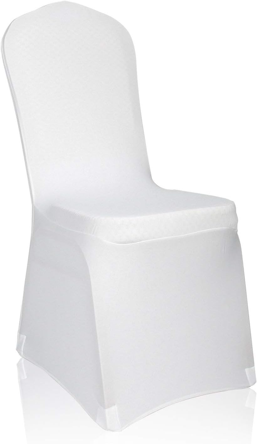 EMART Witte Stoelhoezen - Set van 50 stuks - Stretch Polyester Spandex