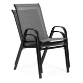 Tuinstoel grijs - 90.5 x 72 x 55 cm - gepoedercoat staal - 2 stuks