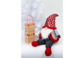 Kerstkabouter Zittend 92cm - Pailletten Hoed - 64% Korting