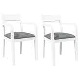 vidaXL Eetkamerstoelen Massief Rubberhout Wit - Set van 2 met 61% Korting