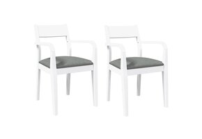 2x Massief Houten Eetkamerstoelen met Kussens - Wit (56% Korting)