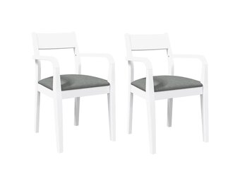vidaXL Eetkamerstoelen met kussens 2 st massief hout rubber wit