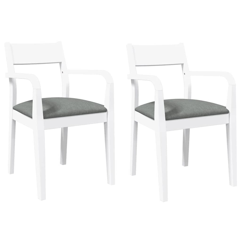 vidaXL Eetkamerstoelen Massief Rubberhout Wit - Set van 2 met 61% Korting