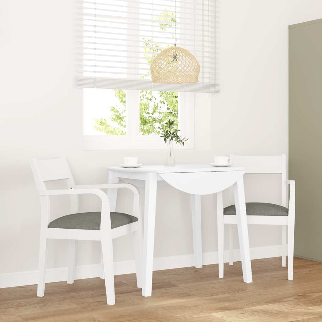 vidaXL Eetkamerstoelen Massief Rubberhout Wit - Set van 2 met 61% Korting